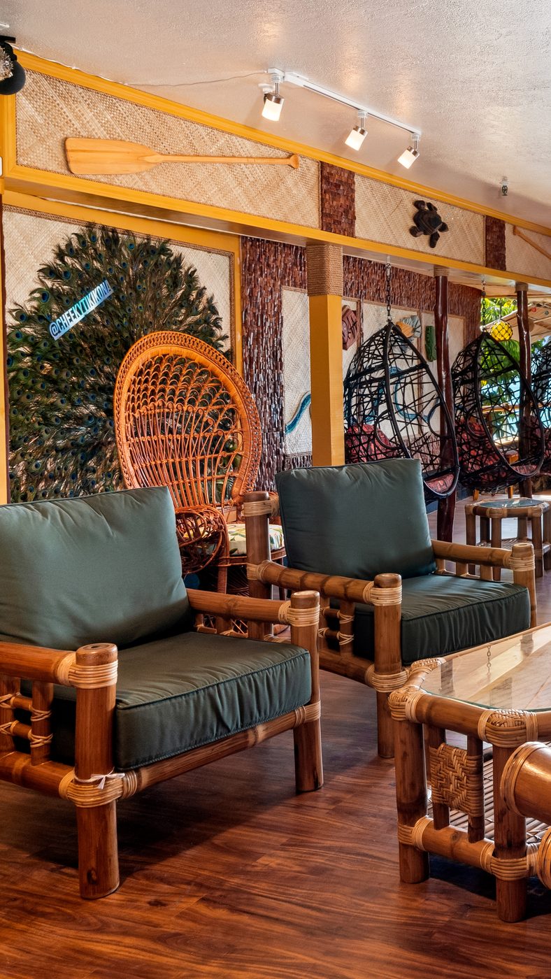 Interior seating with hanging chairs